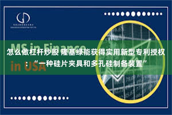 怎么做杠杆炒股 隆基绿能获得实用新型专利授权：“一种硅片夹具和多孔硅制备装置”