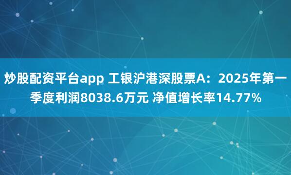 炒股配资平台app 工银沪港深股票A：2025年第一季度利润8038.6万元 净值增长率14.77%