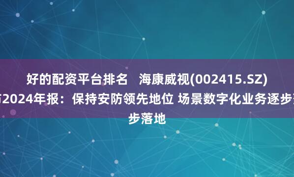 好的配资平台排名   海康威视(002415.SZ)发布2024年报：保持安防领先地位 场景数字化业务逐步落地