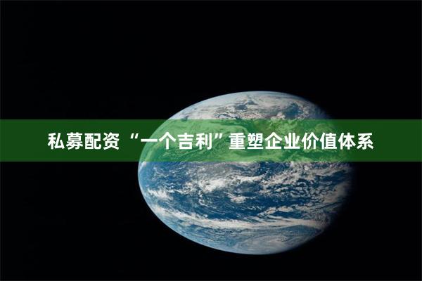 私募配资 “一个吉利”重塑企业价值体系