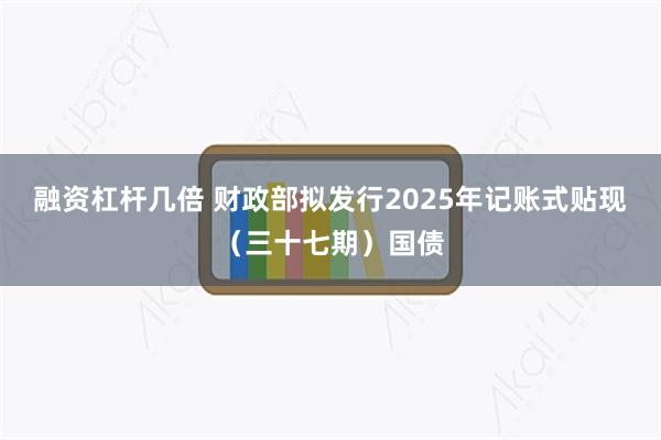 融资杠杆几倍 财政部拟发行2025年记账式贴现（三十七期）国债